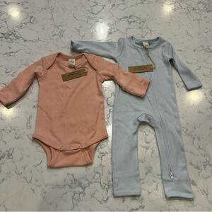 NWT Larkspur Baby Company Pink & Blue Bodysuit & Long Sleeve Romper 3-6 Months